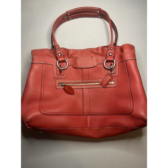 Coach Penelope 13160 Satchel In Red Pebbled Leather Shoulder Bag - Picture 1 of 11